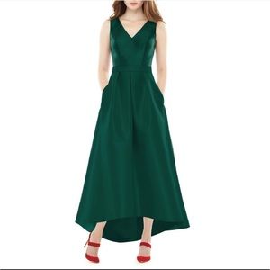 NWT ALFRED SUNG High/Low Sateen Twill Gown Dress Green Size 8